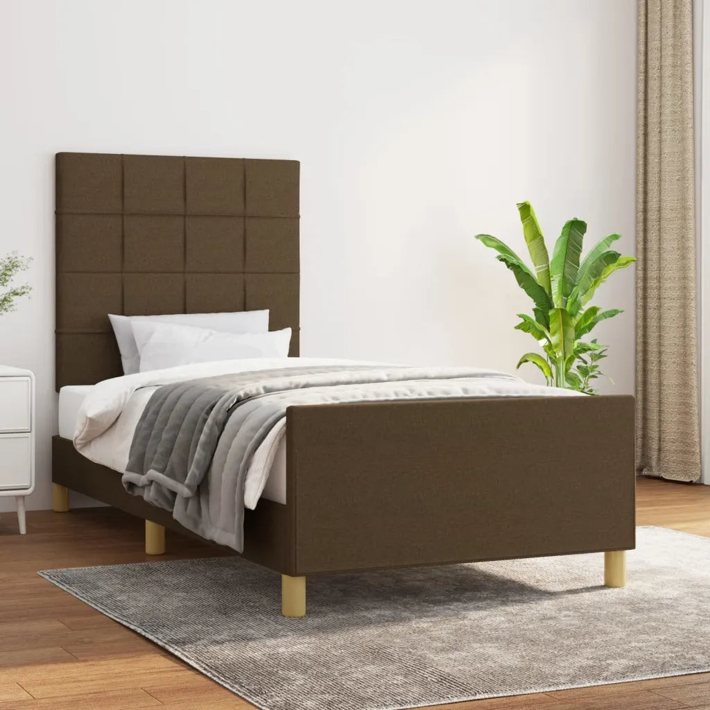 Giroletto senza Materasso-Struttura Letto Marrone Scuro 90x200 cm Tessuto 765541