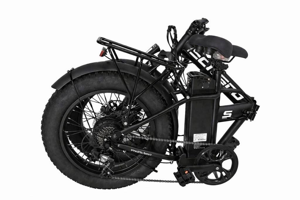Fat Bike Pieghevole 20" Telaio Acciaio 250w 36v 10.4ah Nero Opaco