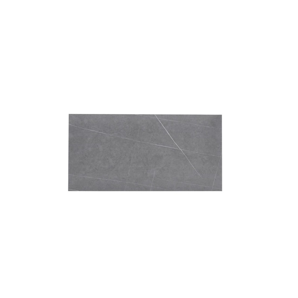 Tavolo da pranzo per 8 persone collezione ATHENA. Lunghezza 180cm con piano di 12mm in pietra grigia effetto cemento.
