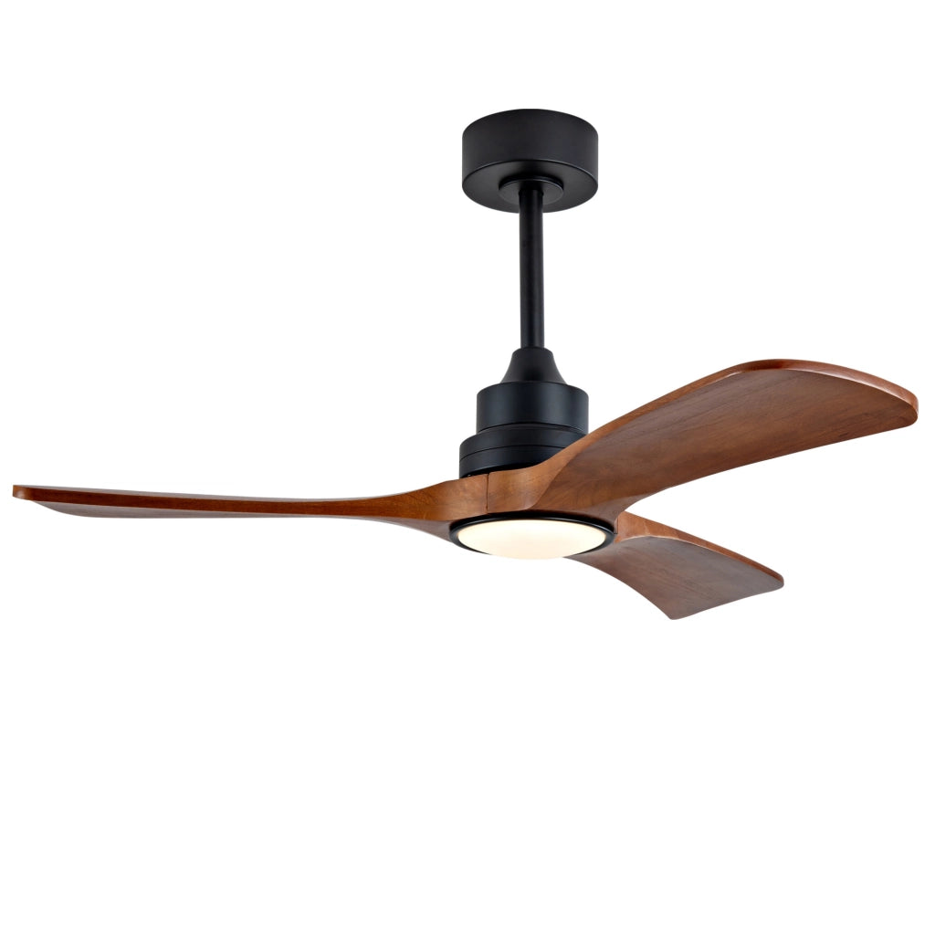 Ventilatore da soffitto 42" con 3 pale in legno massello, illuminazione LED dimmerabile, motore DC reversibile 6 velocità e telecomando