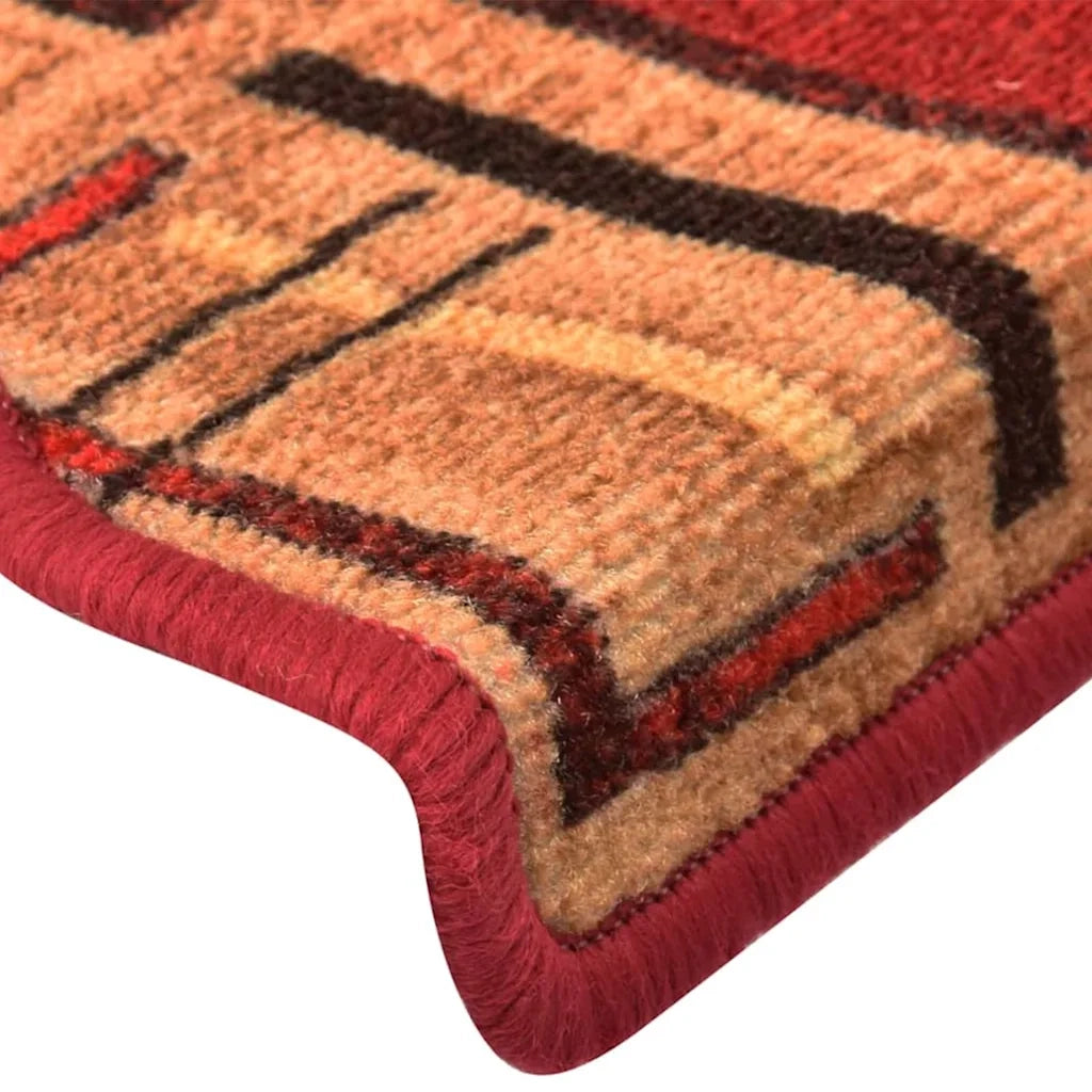 Tappetini Autoadesivi per Scale 15 pz | Gradini per Scale Rossi 65x21x4 cm