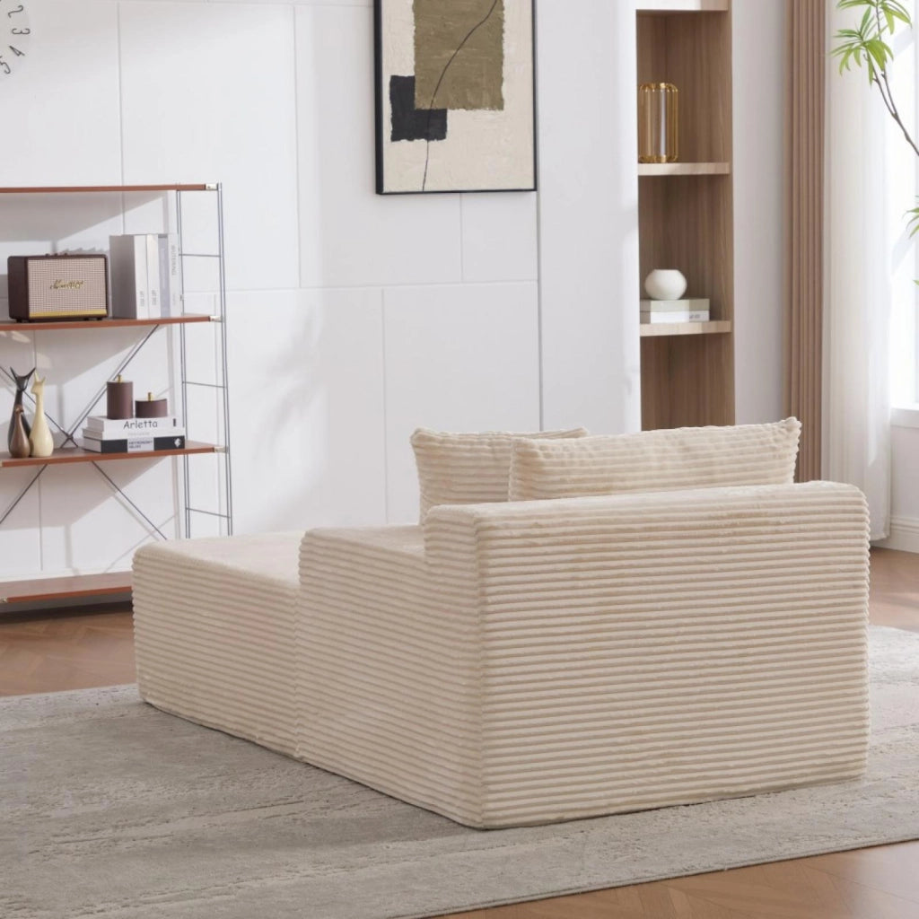 Divano compatto, divano modulare, tessuto chenille, schiuma ad alta elasticità 30D, base antiscivolo, 1 posto, beige