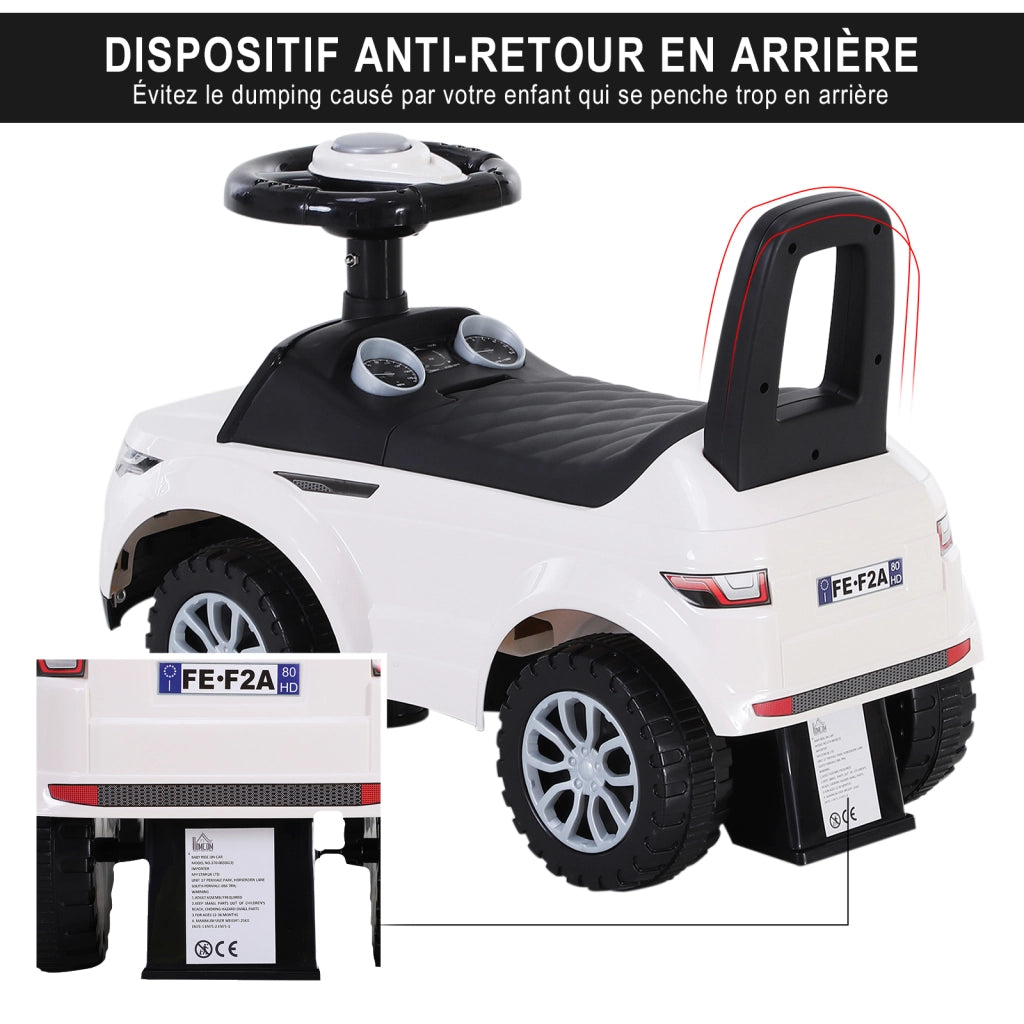 Carrello cavalcabile per bambini ¨C Xylo ¨C bianco con clacson e vano portabigiochi 12-36 mesi