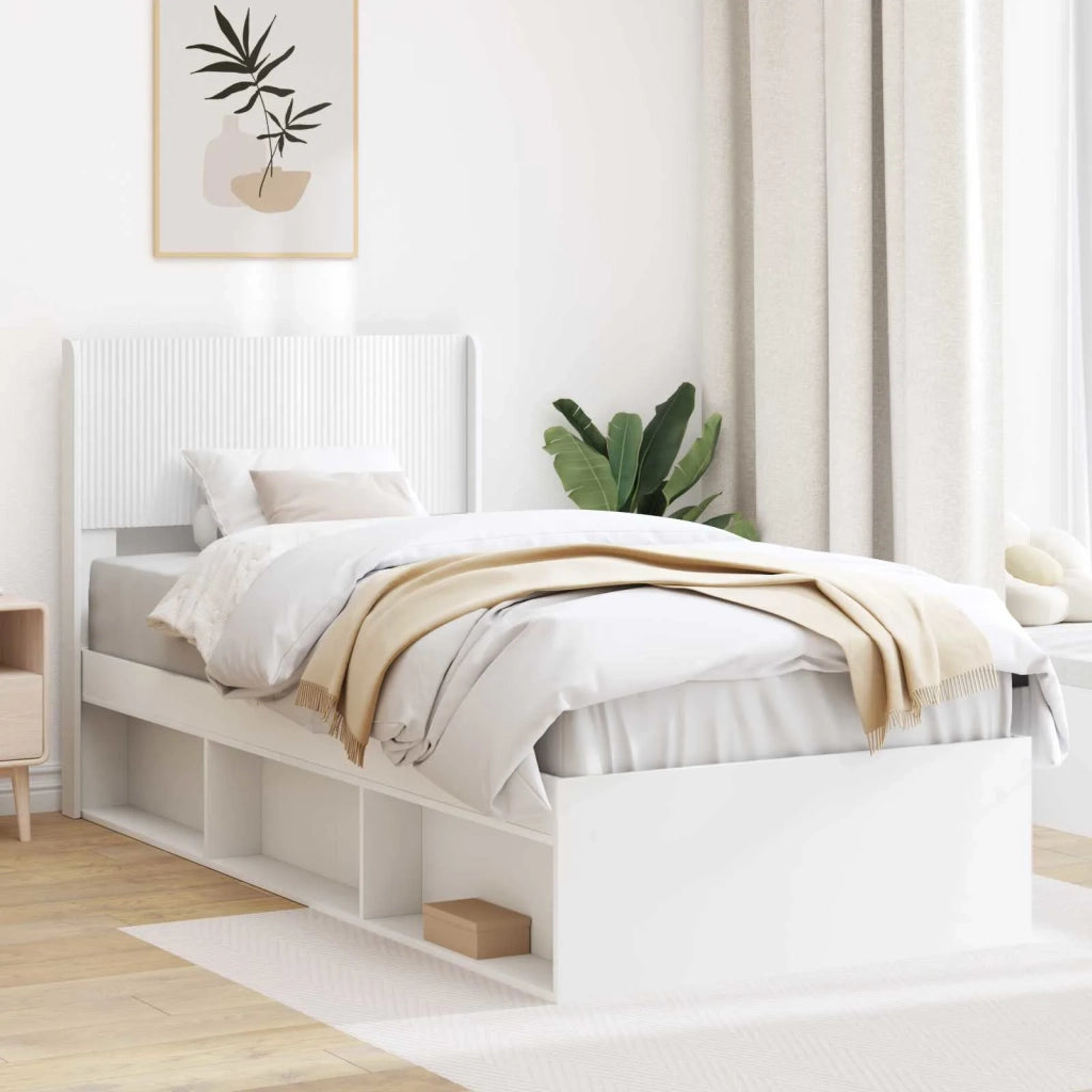 Struttura del letto con stoccaggio e testata Bianco 3414243
