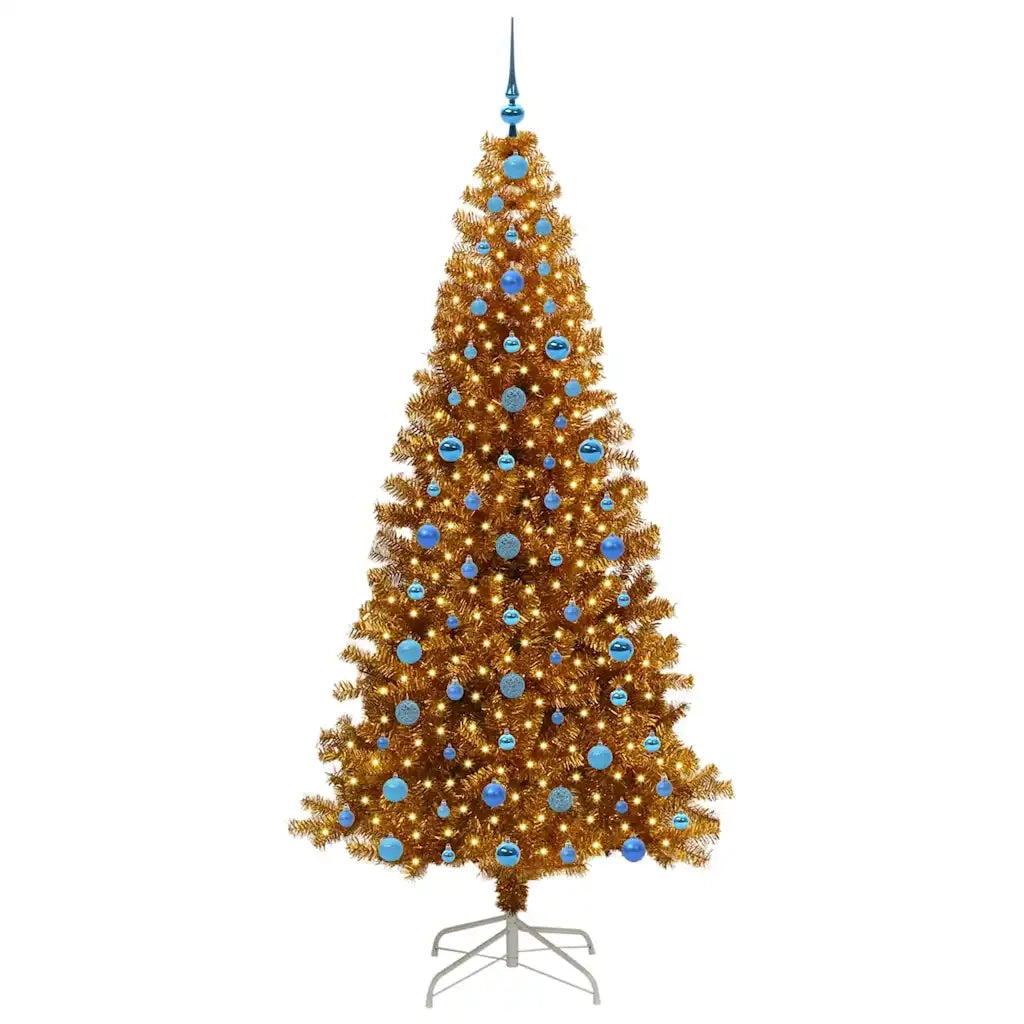 Albero di Natale con 300 LED con supporto Oro 210 cm PET 3396641