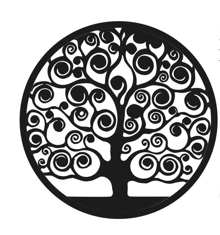 PANNELLO DEORATIVO TONDO IN METALLO 60 CM ALBERO DELLA VITA NERO