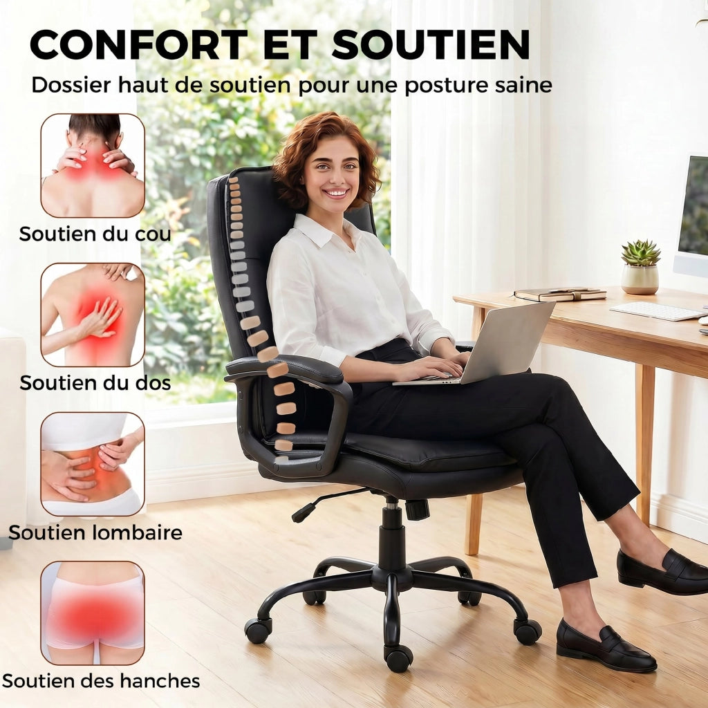 Sedia da ufficio ergonomica ¨C Minimal ¨C nero, PU, altezza regolabile