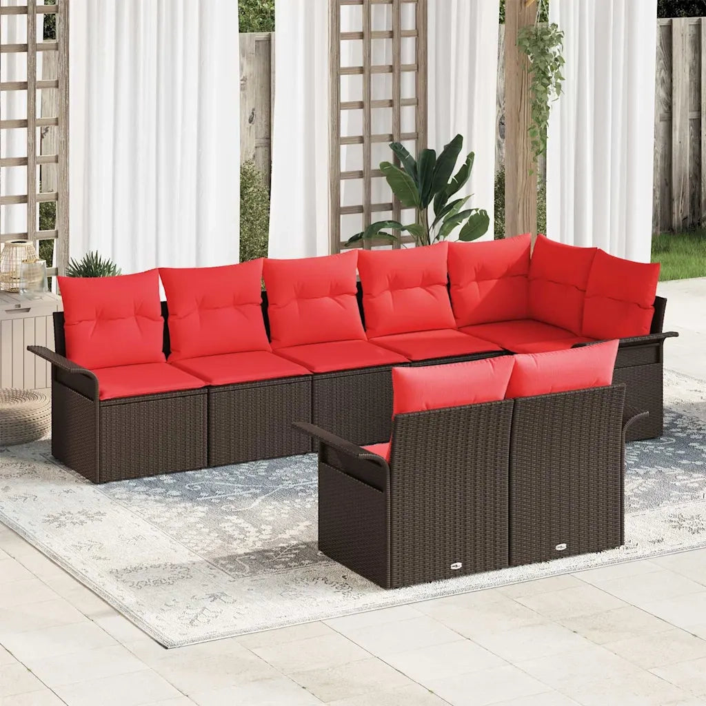 Set Divano da Giardino con cuscino 8 pcs Marrone polyrattan 3345414
