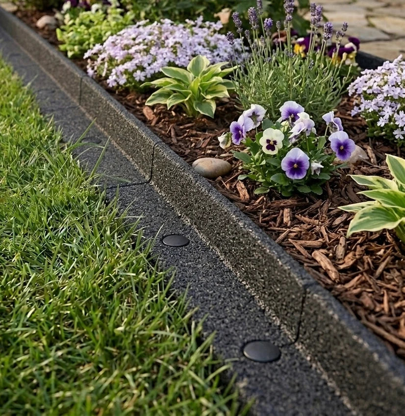 Bordura Giardino Flessibile 4x1,2m Grigia per Prato Aiuole Sentieri