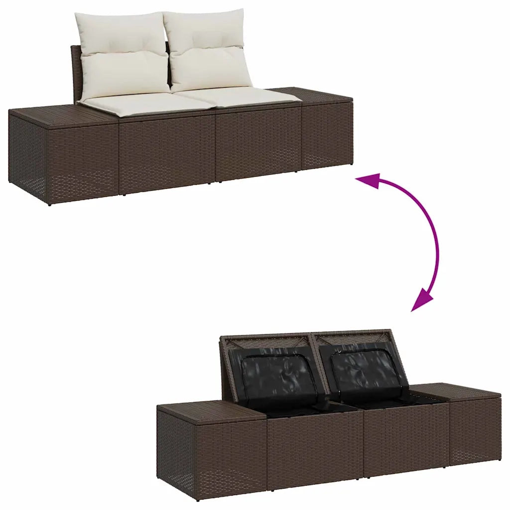 Set Divano da Giardino 7 pcs Marrone e Crema Poly Rattan 3355877