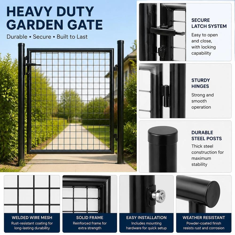Grid Garden Gate, Galvanized Steel, 100 X 100 Cm, Grey