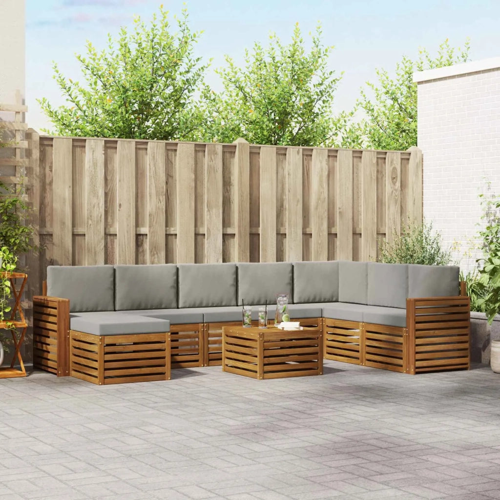 Set divano sezionale con cuscino 9 pcs Grigio Naturale e Chiaro 3375336