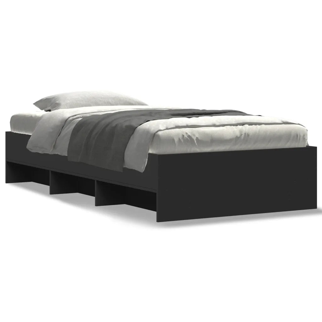 Giroletto-Struttura Letto Nero 100x200 cm in Legno Multistrato 395840