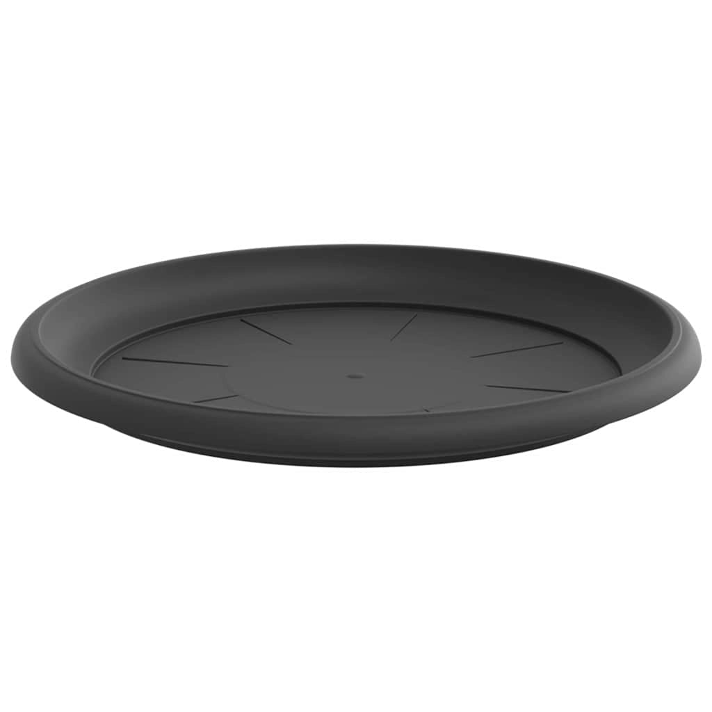Set di 6 vassoi rotondi per fiori 27 x 27 x 2,5 cm per uso interno ed esterno design moderno plastica nera 02_0059345