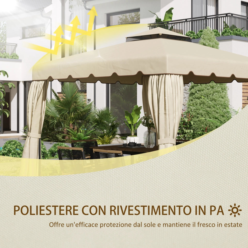 Tettuccio di Ricambio per Gazebo da Giardino ¨C Xylo ¨C 3x3m Poliestere Beige