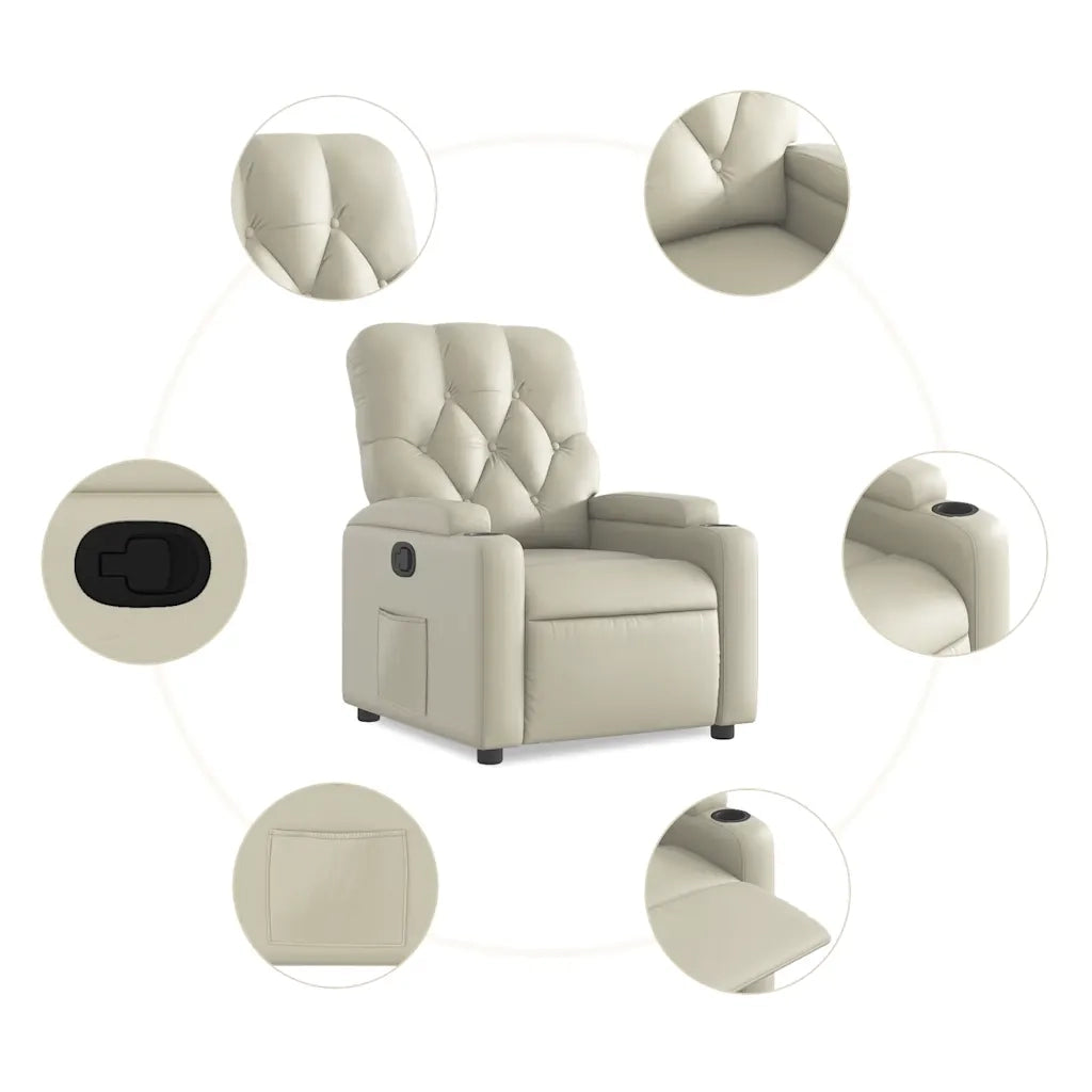 Poltrona | Sedia Relax Reclinabile Crema in Similpelle