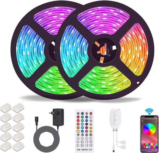 Strisce LED RGB acqua-resistenti 10m con controller Bluetooth e telecomando