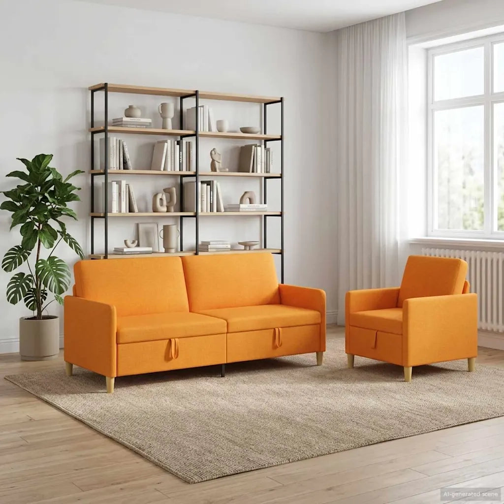 Set di Divani con Storage 2 pz Giallo Scuro Poliestere 3429241