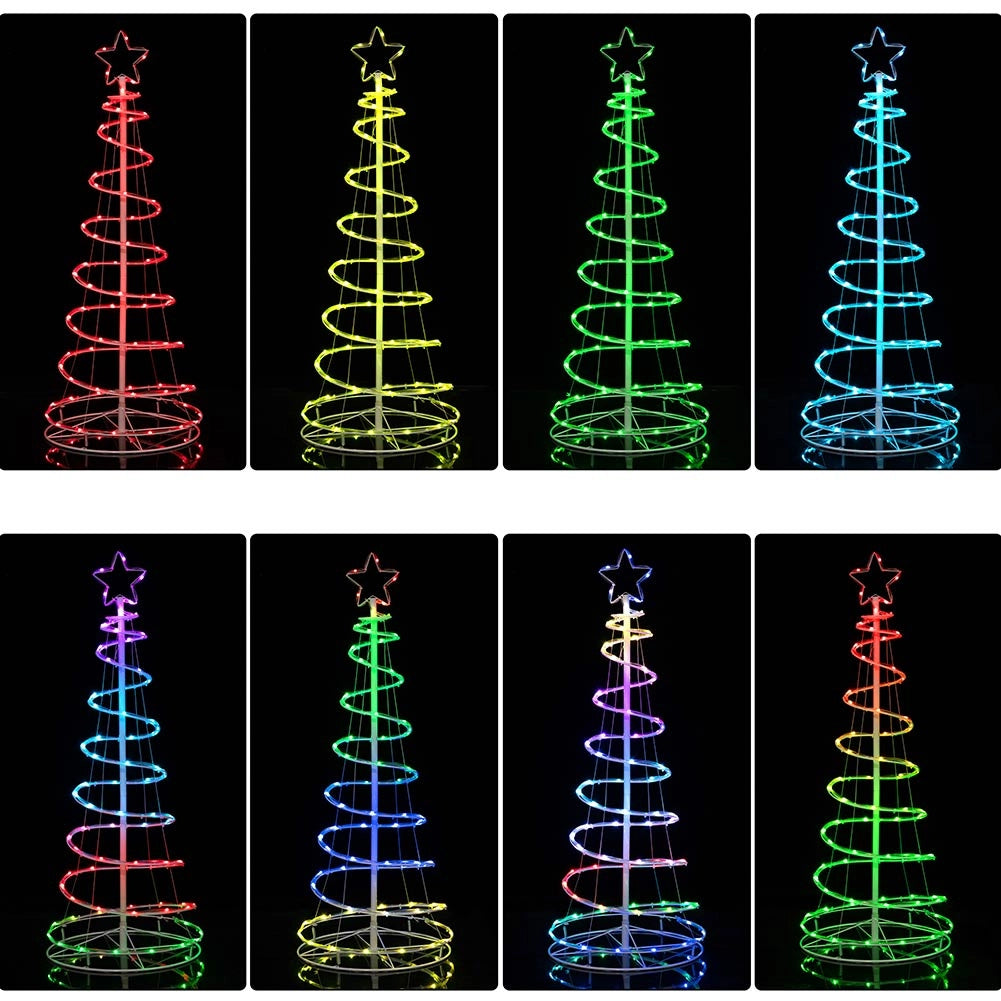 Albero di Natale Luminoso 100 Luci a Led Spirale per Interno ed Esterno 150 CM
