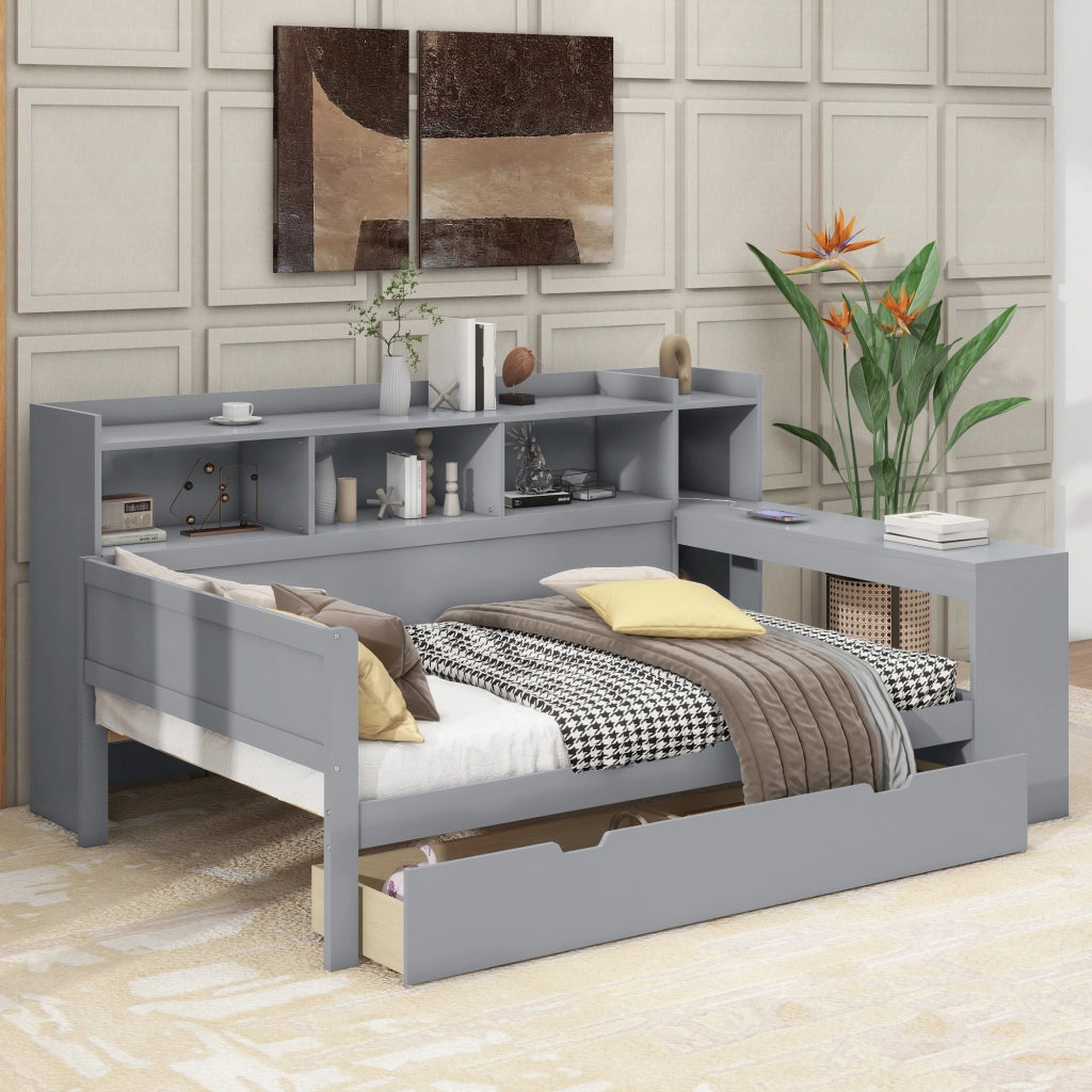 letto divano truciolare grigio 90 x 200 cm
