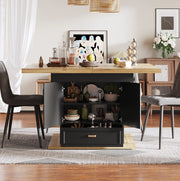 Tavolo da pranzo allungabile 110-140 x 80 x 75 cm in MDF e metallo; legno naturale
