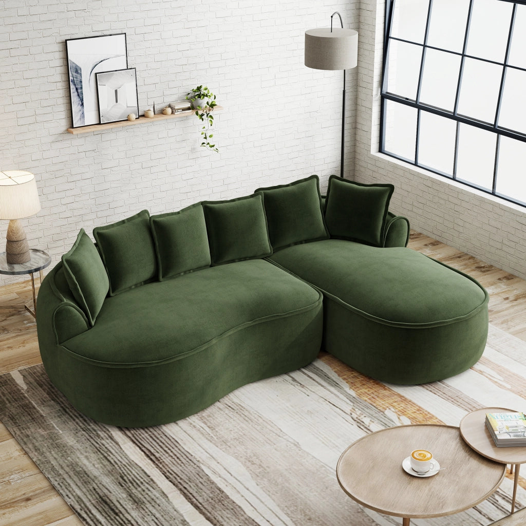 Divano Angolare Modulare Chaise Longue con Cuscini ¨C Xylo ¨C Chenille Verde