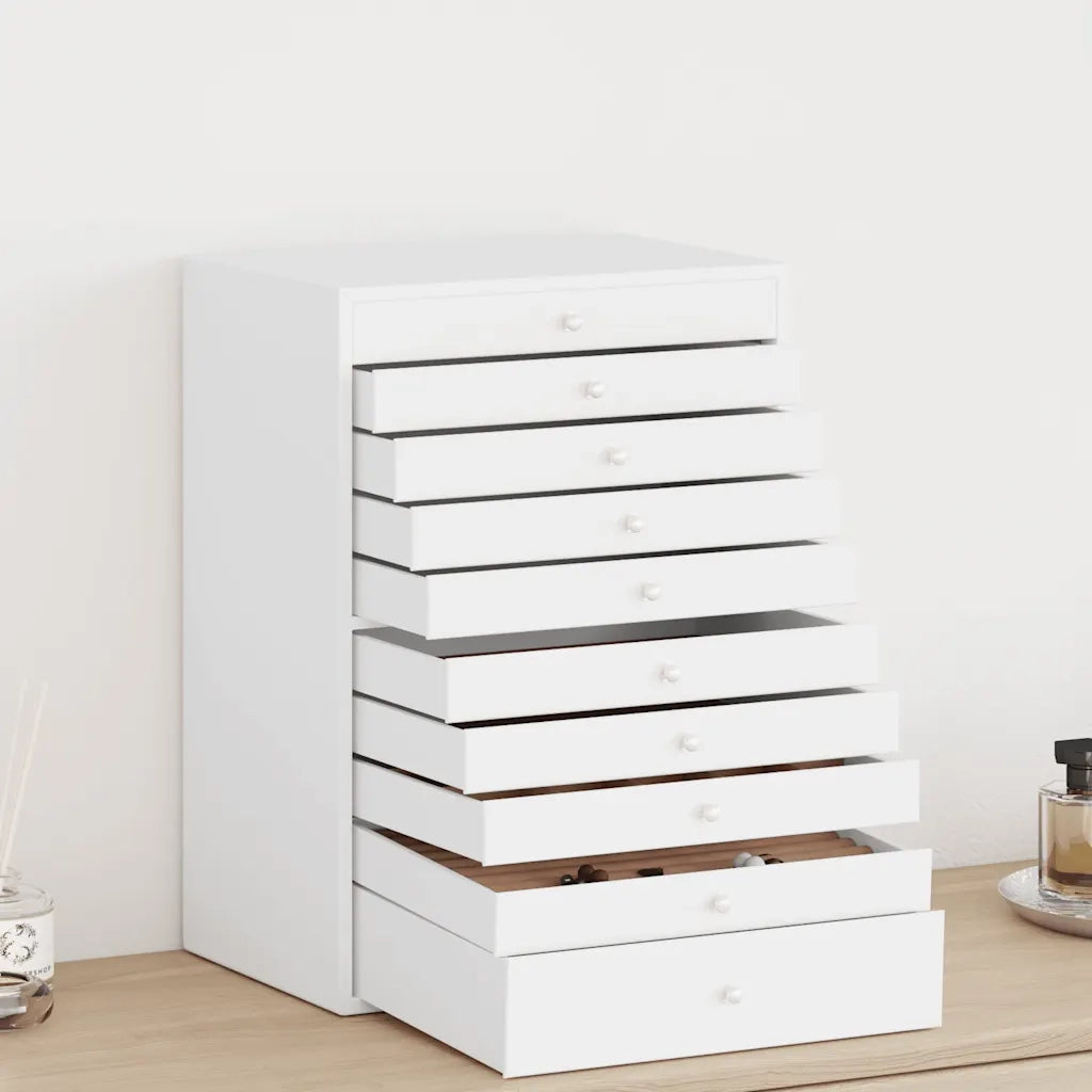 Portagioie a 10 ripiani con porta orologi bianco 29x20,5x40,5 cm 4103566