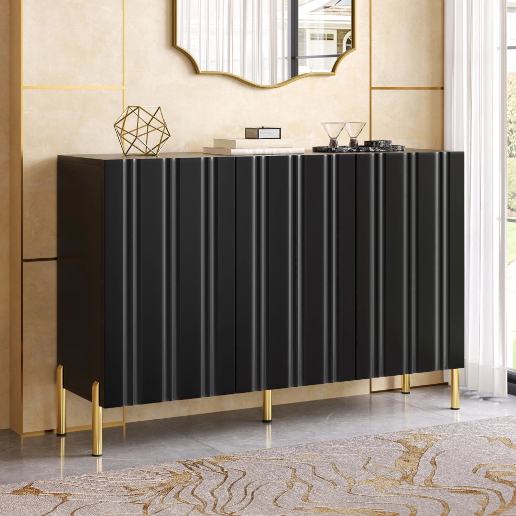 SIDEBOARD 3 Ante 120x35,5x80 cm Nero in MDF e Truciolare
