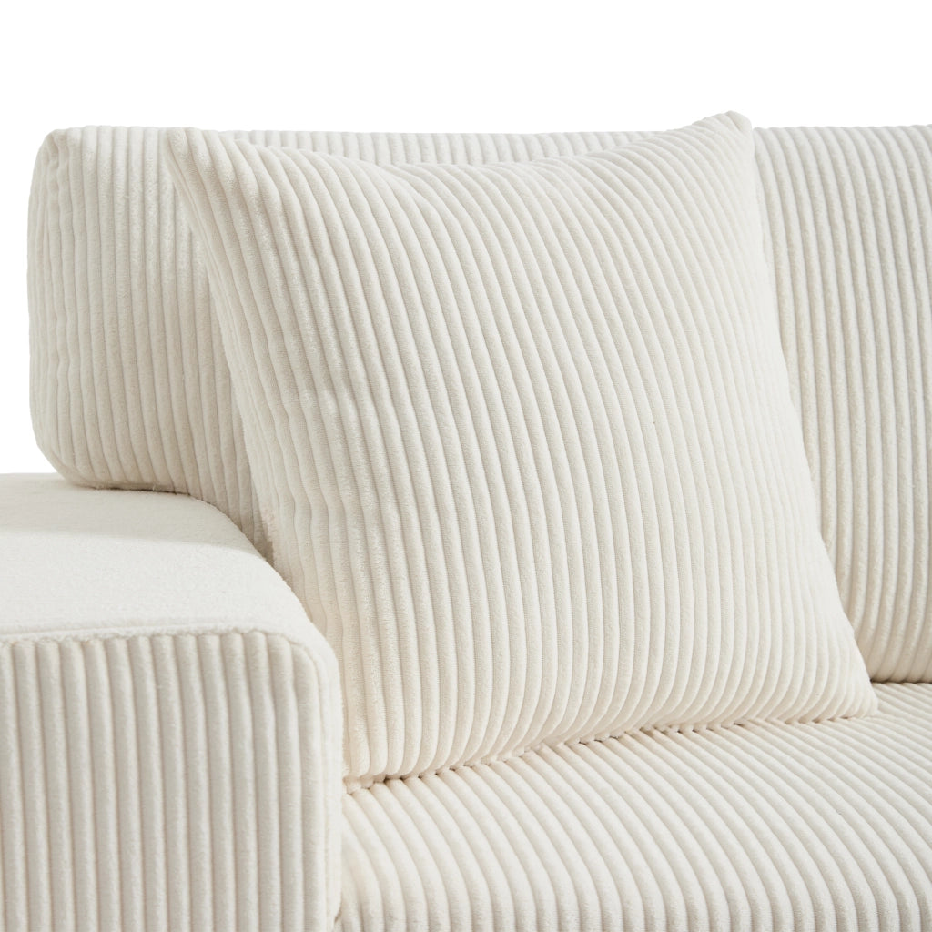 Divano letto angolare 231x131,5 cm con contenitore, USB e USB-C in corduroy beige