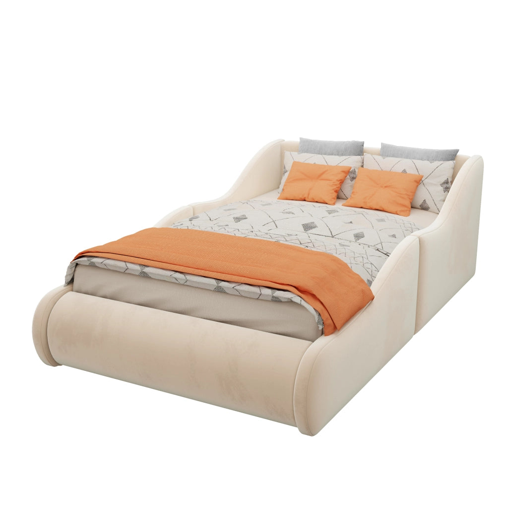 Letto imbottito per bambini 90x200 cm con testiera alta e sponde laterali