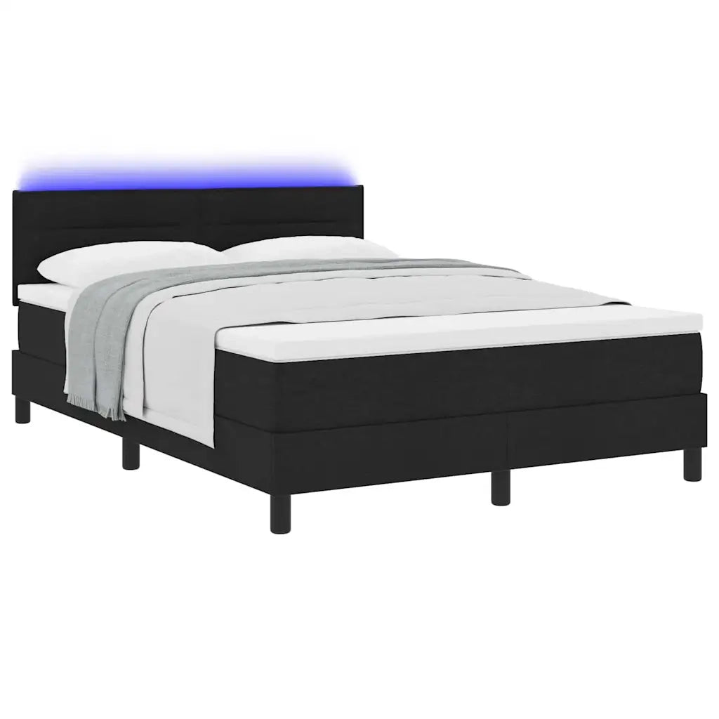 Letto a molle con materasso con led Nero 140 x 200 cm Tessuto