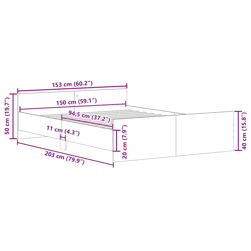 Giroletto con Testiera e Pediera Rovere Sonoma 150x200 cm 3203756