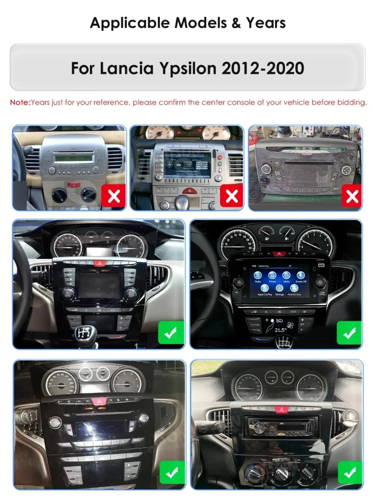 Autoradio Lancia Ypsilon 2012-2020 2G+32GB CarPlay Android Auto Wireless