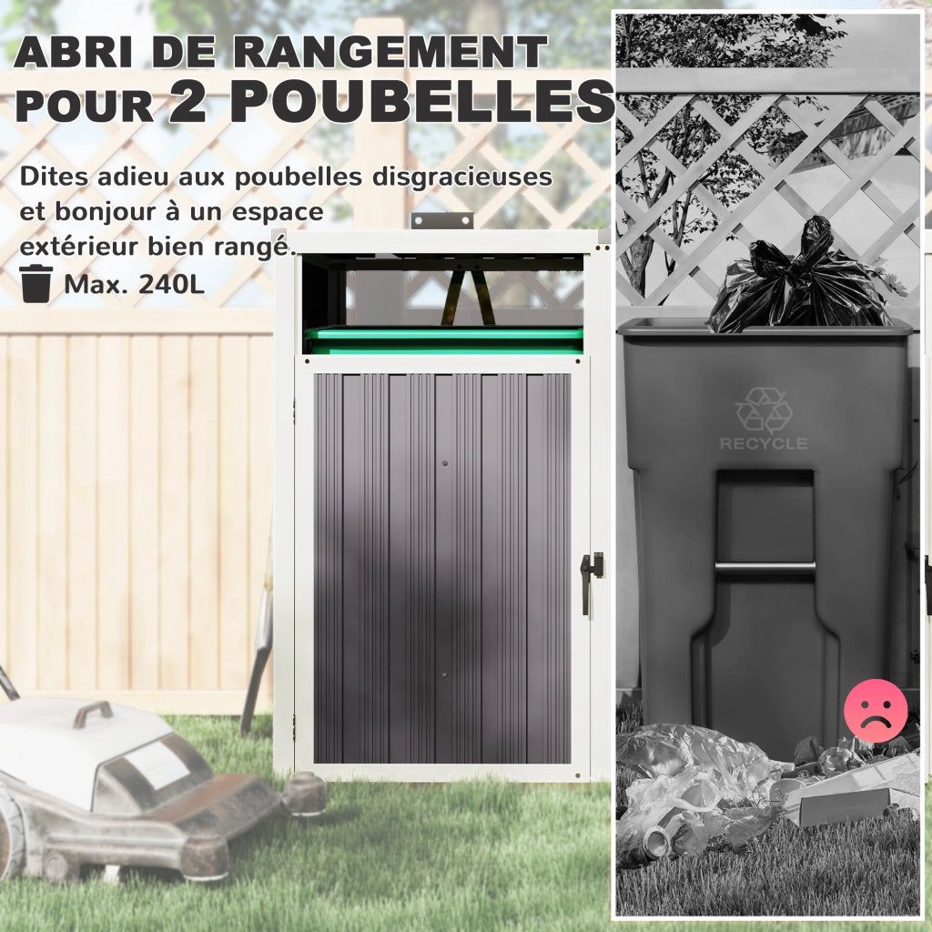 Copertura per bidoni spazzatura 240L ¨C Xylo ¨C acciaio galvanizzato grigio antracite 146x81x122cm
