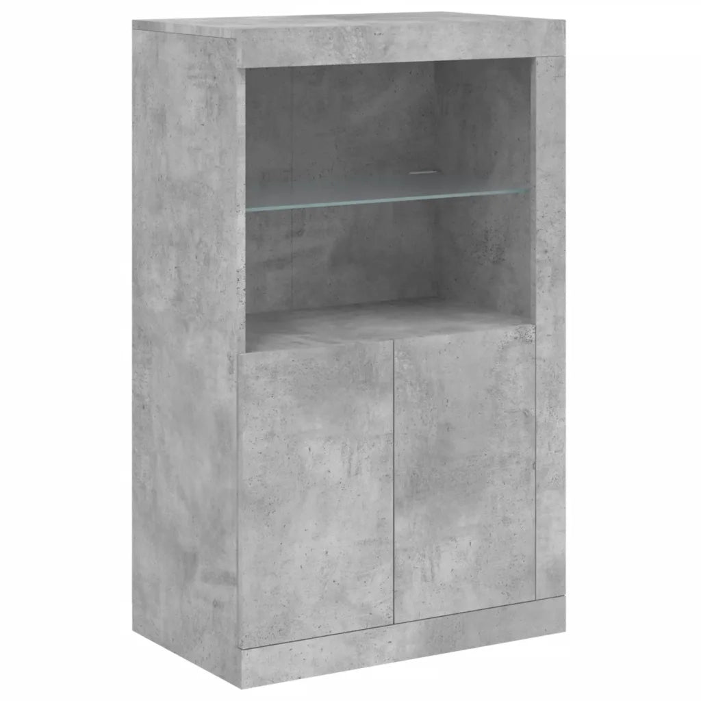 Armadietto con Luci LED Grigio Cemento in Legno Multistrato 836626