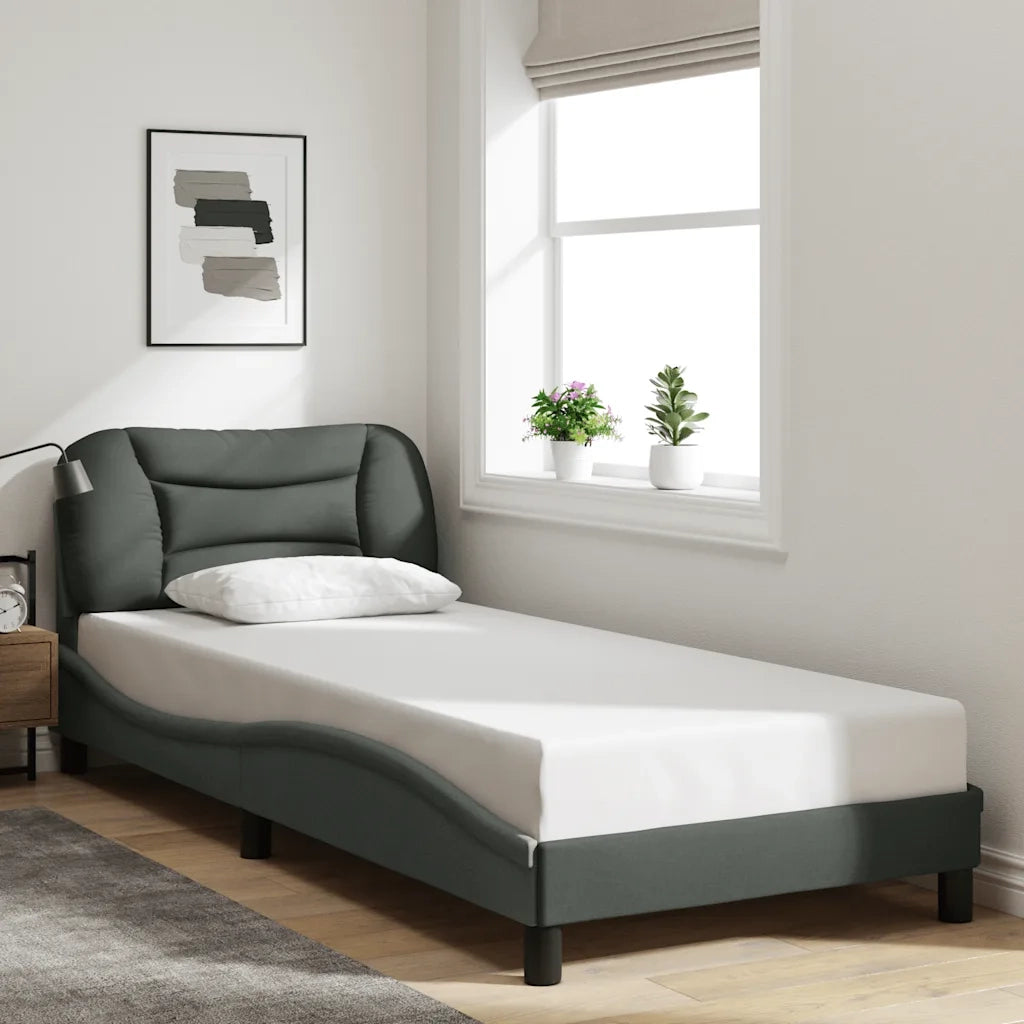 Giroletto senza Materasso-Struttura Letto Hvar Grigio Scuro 80x200 cm Tessuto