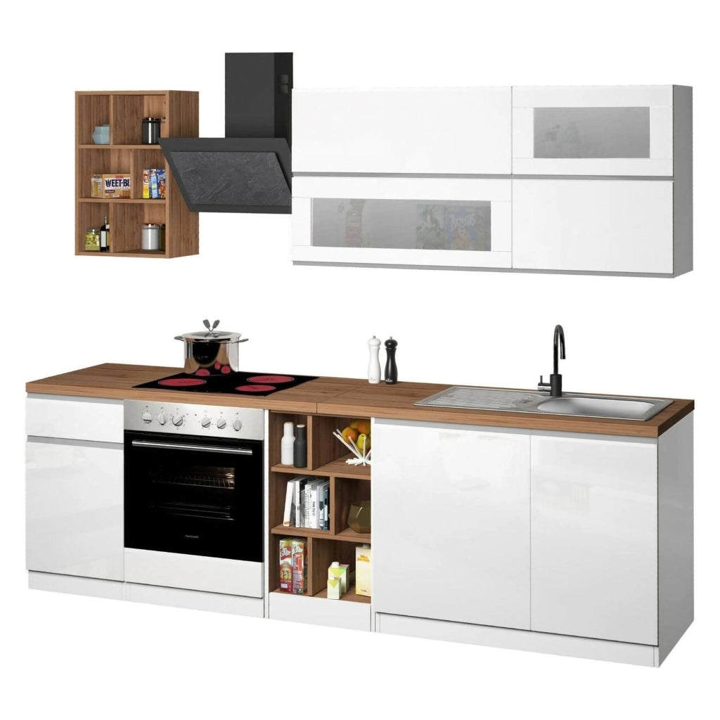Cucinino Fonti, Cucina un Cassetto, Elettrodomestici non inclusi, Made in Italy, Bianco Lucido