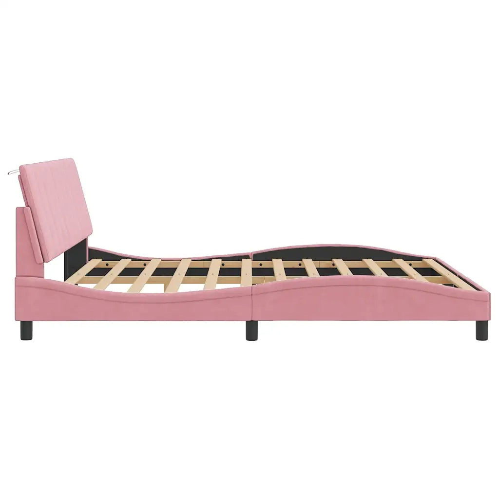 Giroletto senza Materasso-Struttura Letto Hanko Rosa 180x200 cm in Velluto