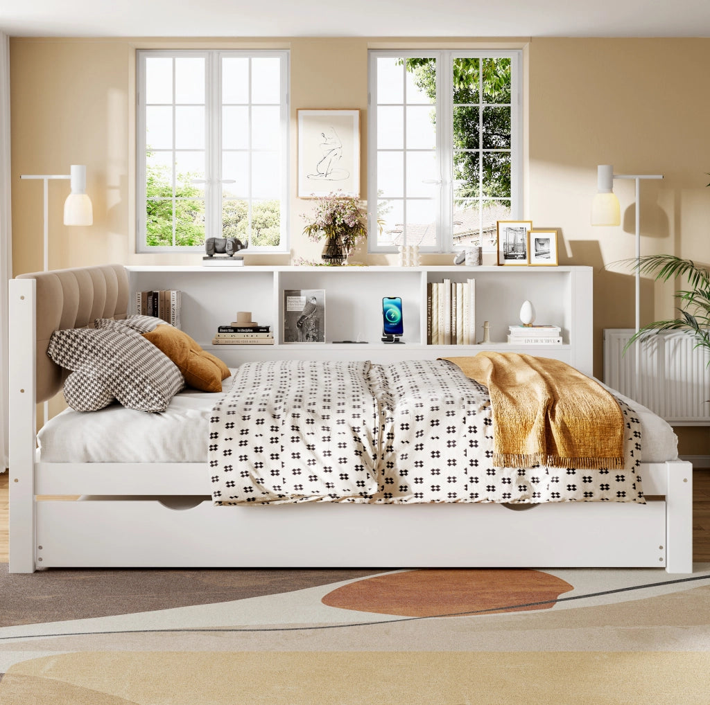 LETTO Estraibile 140x200 cm Legno di pino Bianco