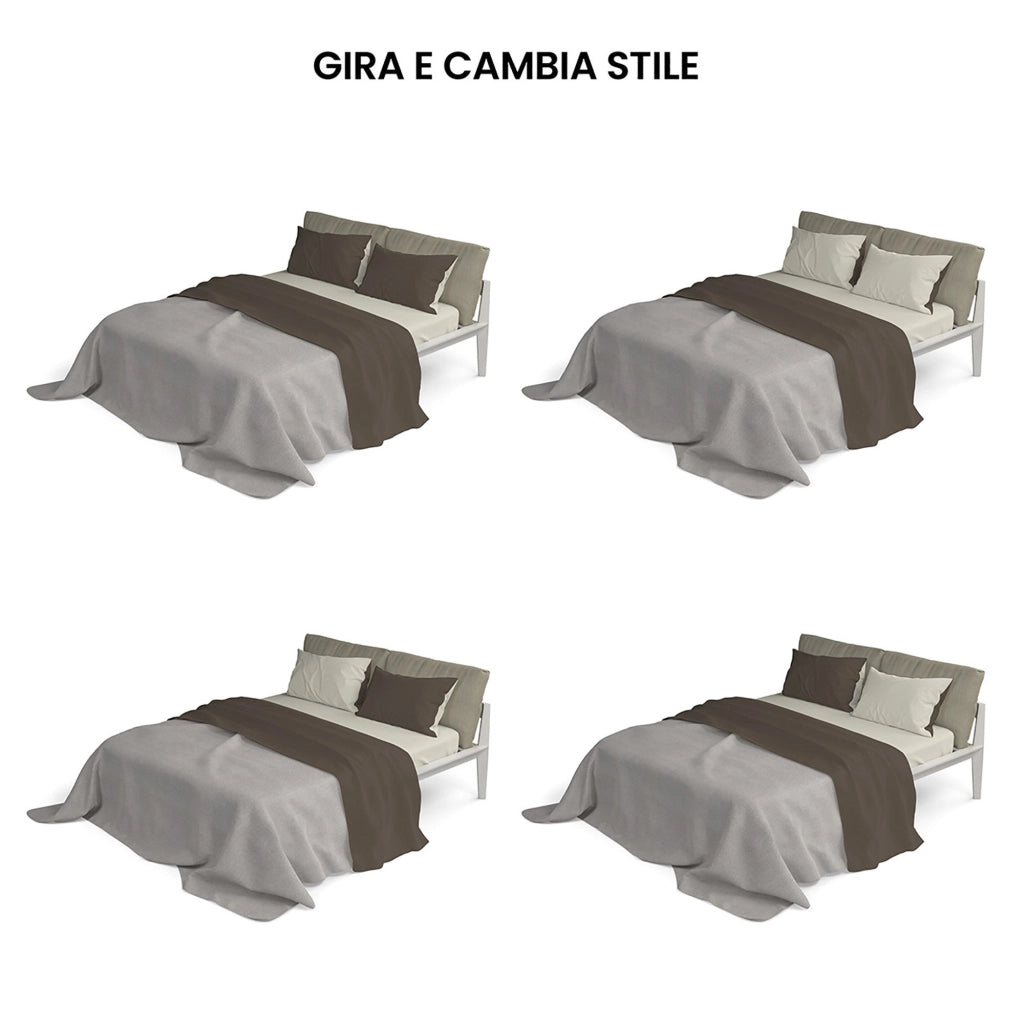 Set Lenzuola Sopra Sotto e Federe Doubleface Marrone/Panna Singolo
