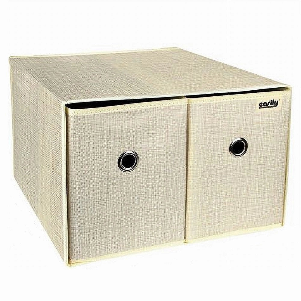 Trade Shop - Box Scatola Salvaspazio Contenitore 2 Cassetti Organizer 39 X 34 X 26 Cm 69727 -