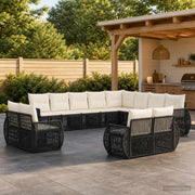 Set Divano da Giardino 13 pz Nero e Bianco Crema polyrattan 3435598
