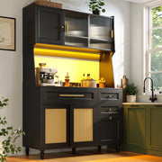 ARMADIO ALTO con LED e ante scorrevoli 120x45x195,5 cm Nero MDF