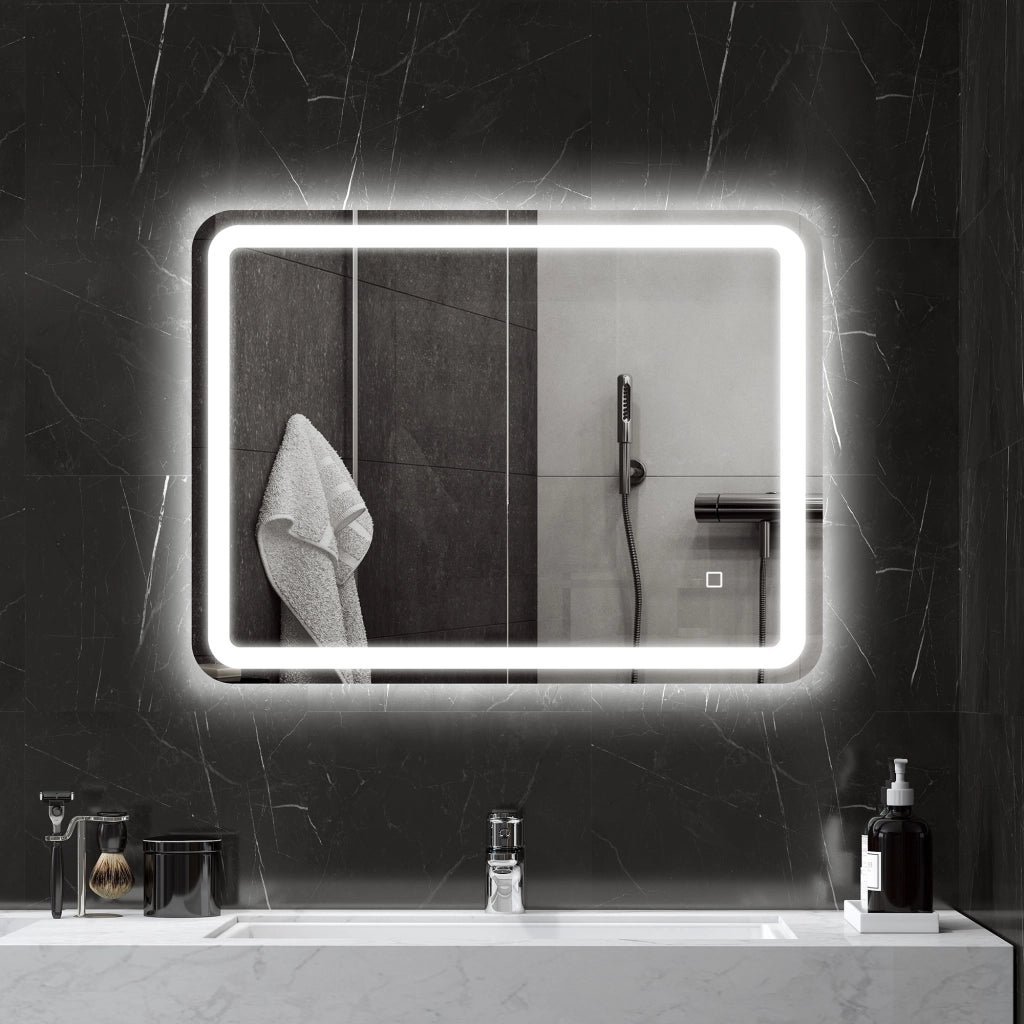 Specchio da Bagno Illuminato con Touch ¨C Minimal ¨C Argento 60x80