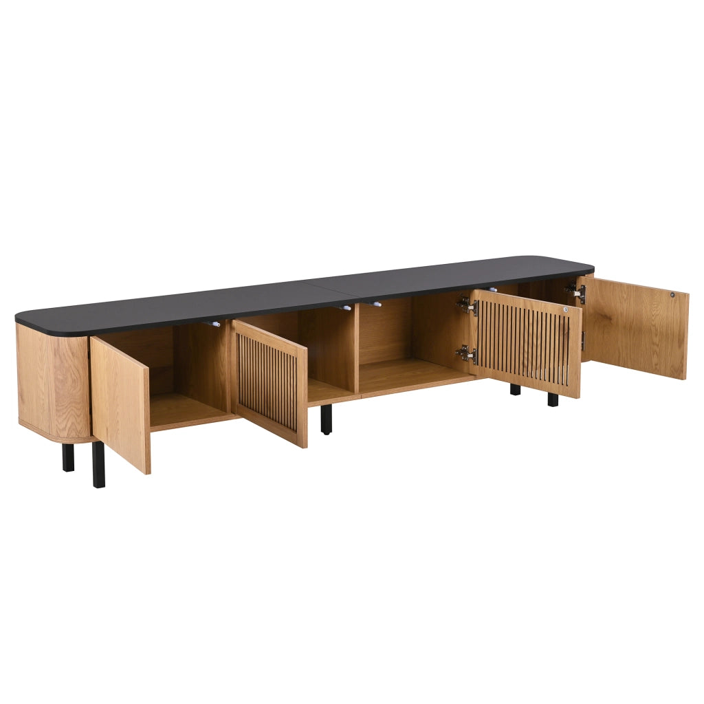 Mobile TV moderno con ante a griglia 190 x 35 x 45 cm in MDF e truciolare; color rovere
