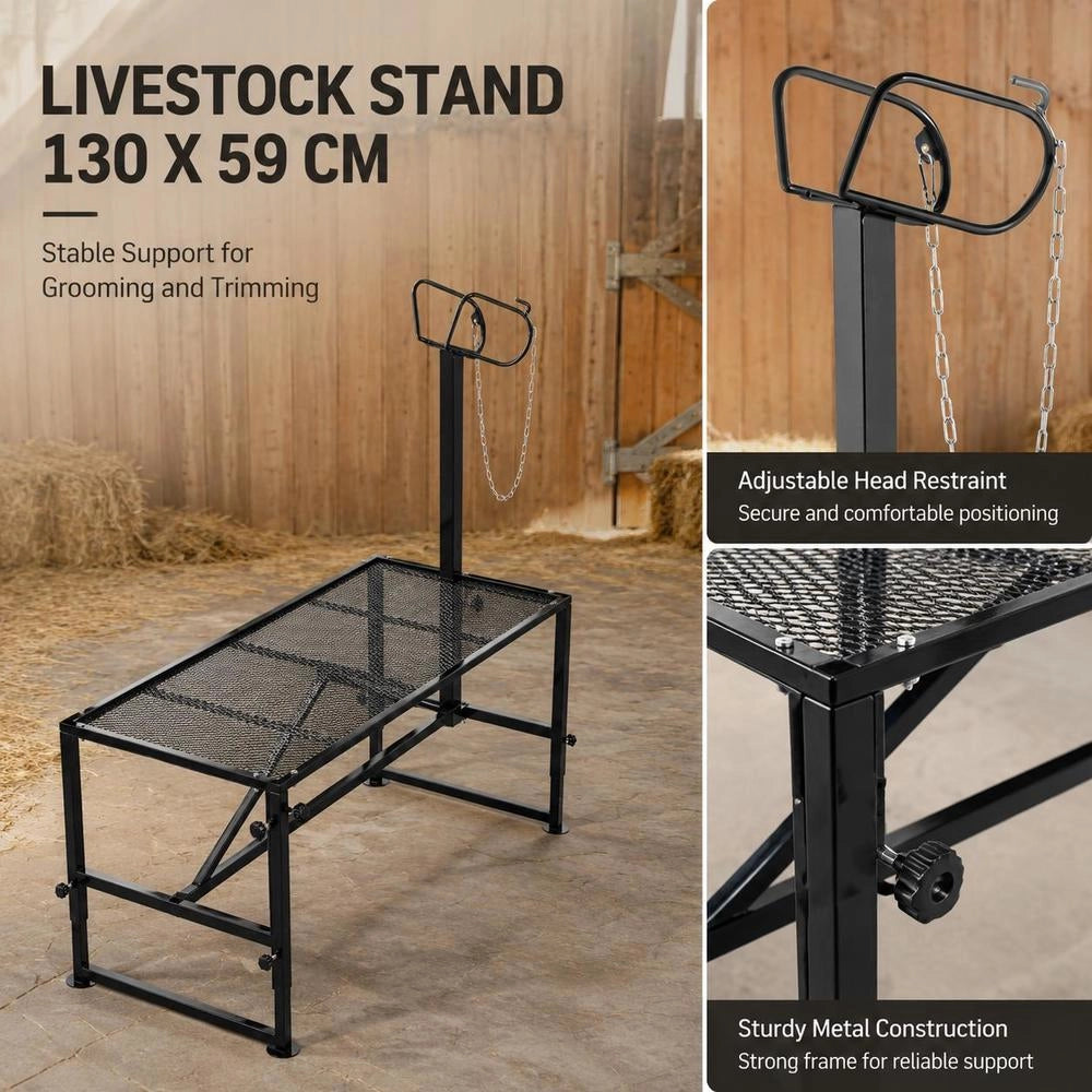 Supporto per rifilatura 51x23 pollici; supporto per rifilatura con testa dritta; supporto per rifilatura capre telaio in metallo supporto per pecore