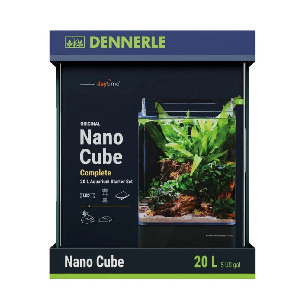 Dennerle Nano Cube Complete 20L - Mini acquario panoramico cm25x25x30h con filtro, substrato e LED