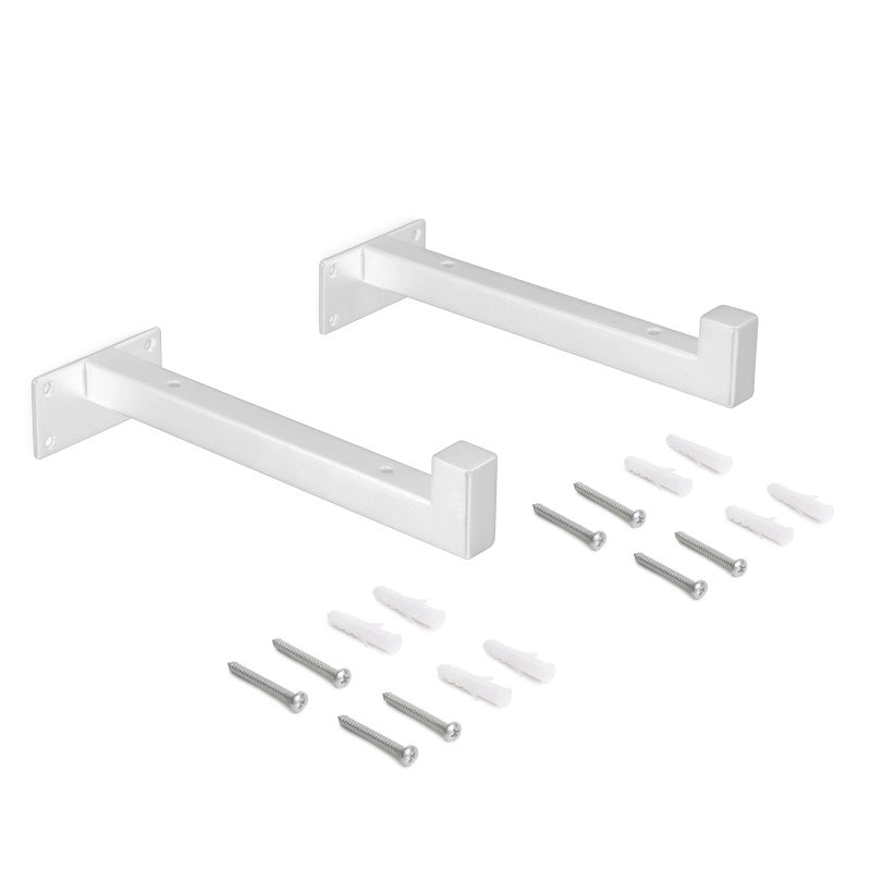Set di supporti per mensole in legno Shelf dritto con tubo quadro, Acciaio, Verniciato nero