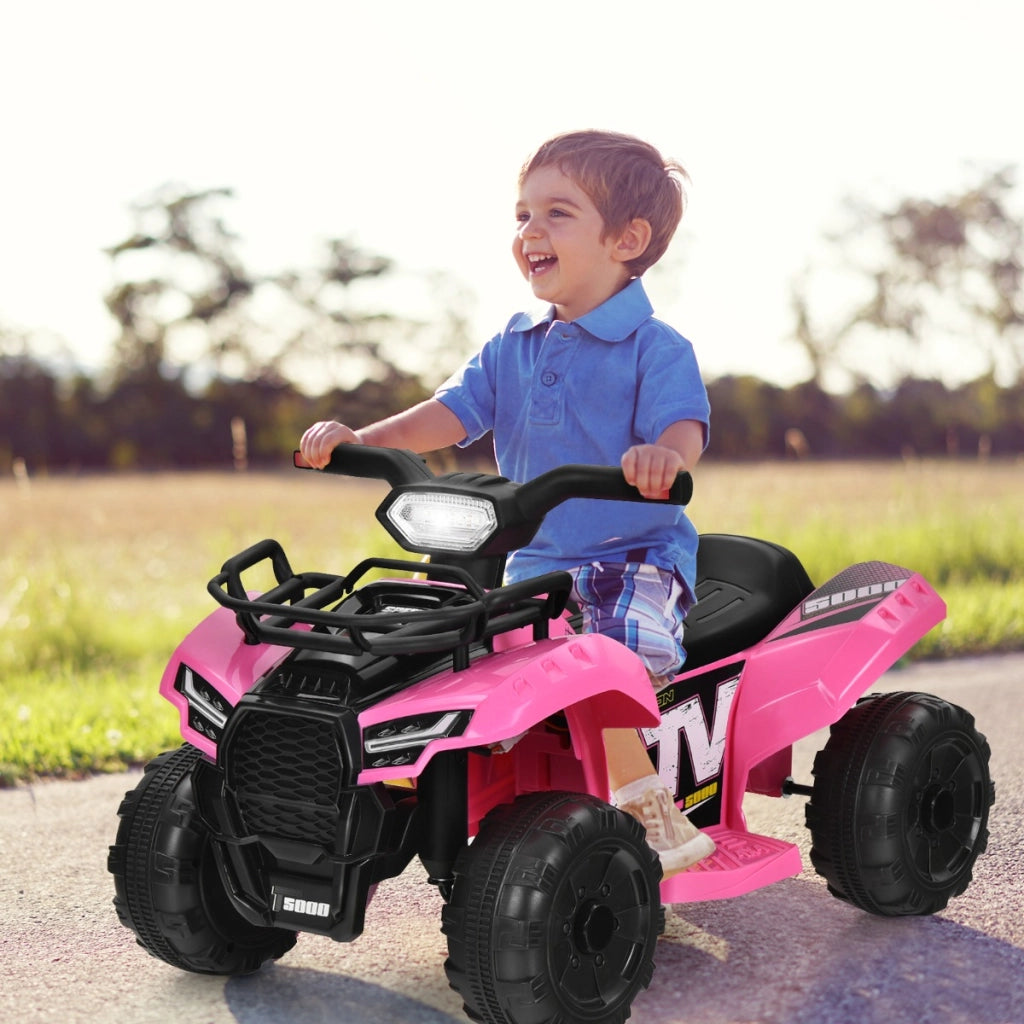Auto elettrica per bambini con ruote resistenti musica clacson luce LED manubrio, Veicolo ATV a batteria Rosa-Macchinine giocattoli