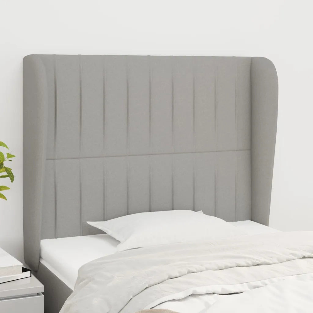 Testiera | Testata ad Orecchio Grigio Chiaro 93x23x118/128 cm in Tessuto